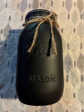 Mason Matte Black Twine-Accent Jar